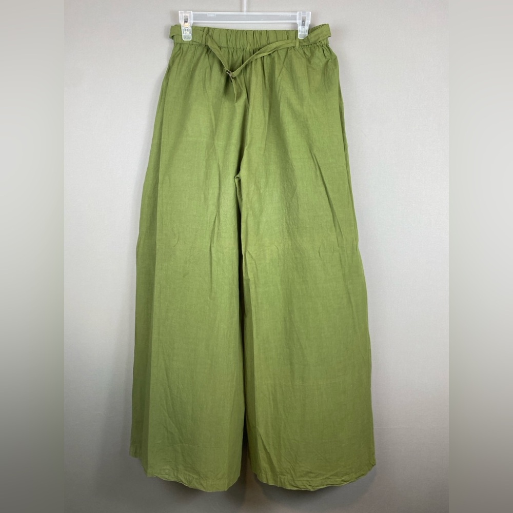 YFB Young Fabulous & Broke Green Wide Leg Cotton Trousers | Size Large